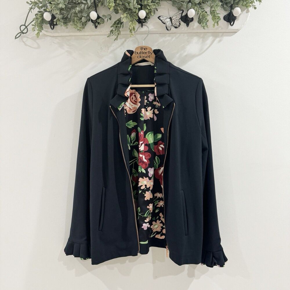 Soft Surroundings Philomena Ruffle Jacket Floral Small